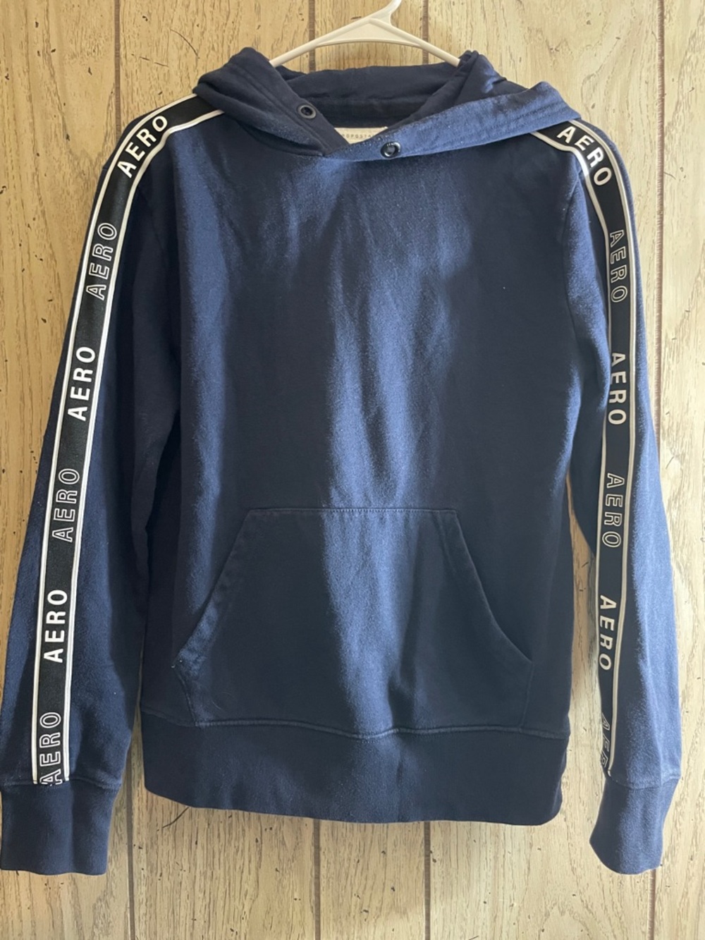 Aeropostale Navy Hooded Pullover with Logo Tape